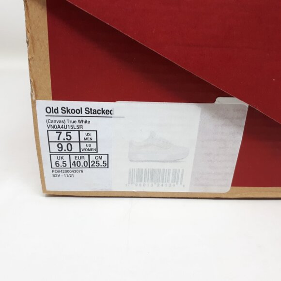 Vans Old Skool Stacked Platform Shoe Sneaker Canvas White Mens 7.5 / Womens 9 US - Picture 10 of 12